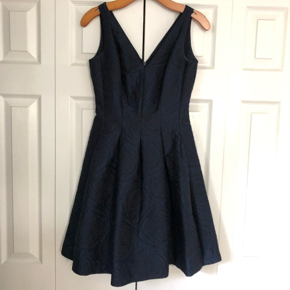 Ralph Lauren Navy Rose Jacquard Dress